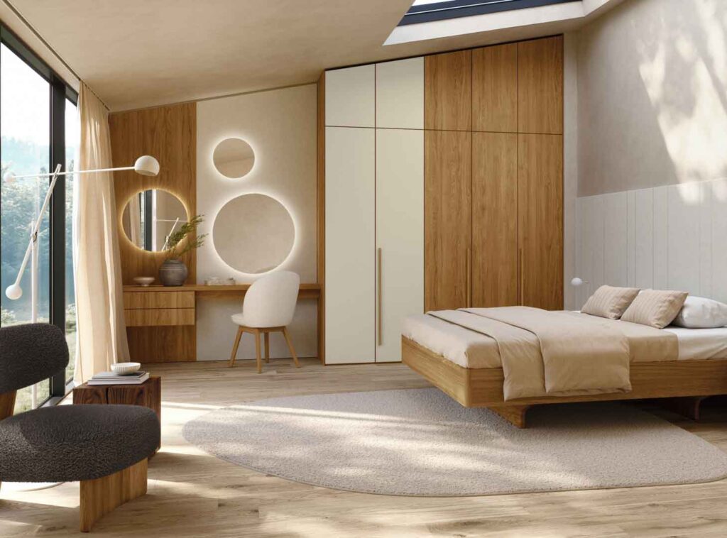 Natur-Schlafzimmer mit Vollholzbett bei SIGnatura Neumarkt